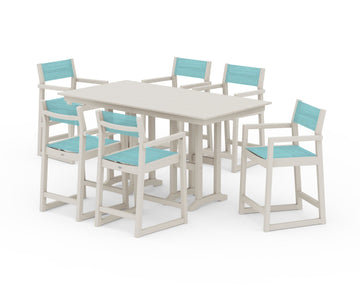 EDGE Sling Arm Chair 7-Piece Farmhouse Counter Set