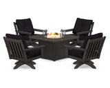 Vineyard 5-Piece Deep Seating Swivel Conversation Set with Fire Pit Table