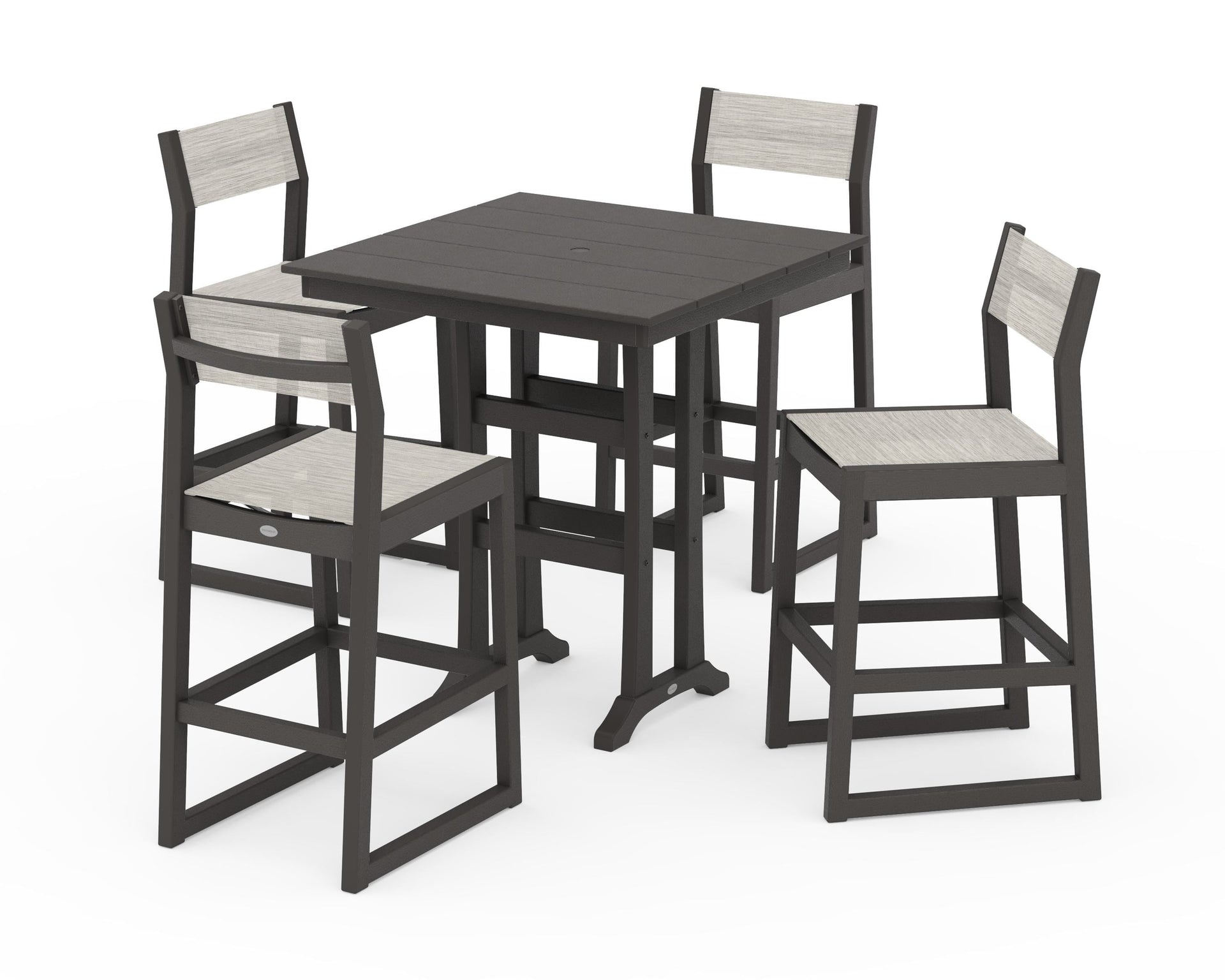 EDGE Sling Arm Chair 5-Piece Farmhouse Bar Set with Trestle Legs