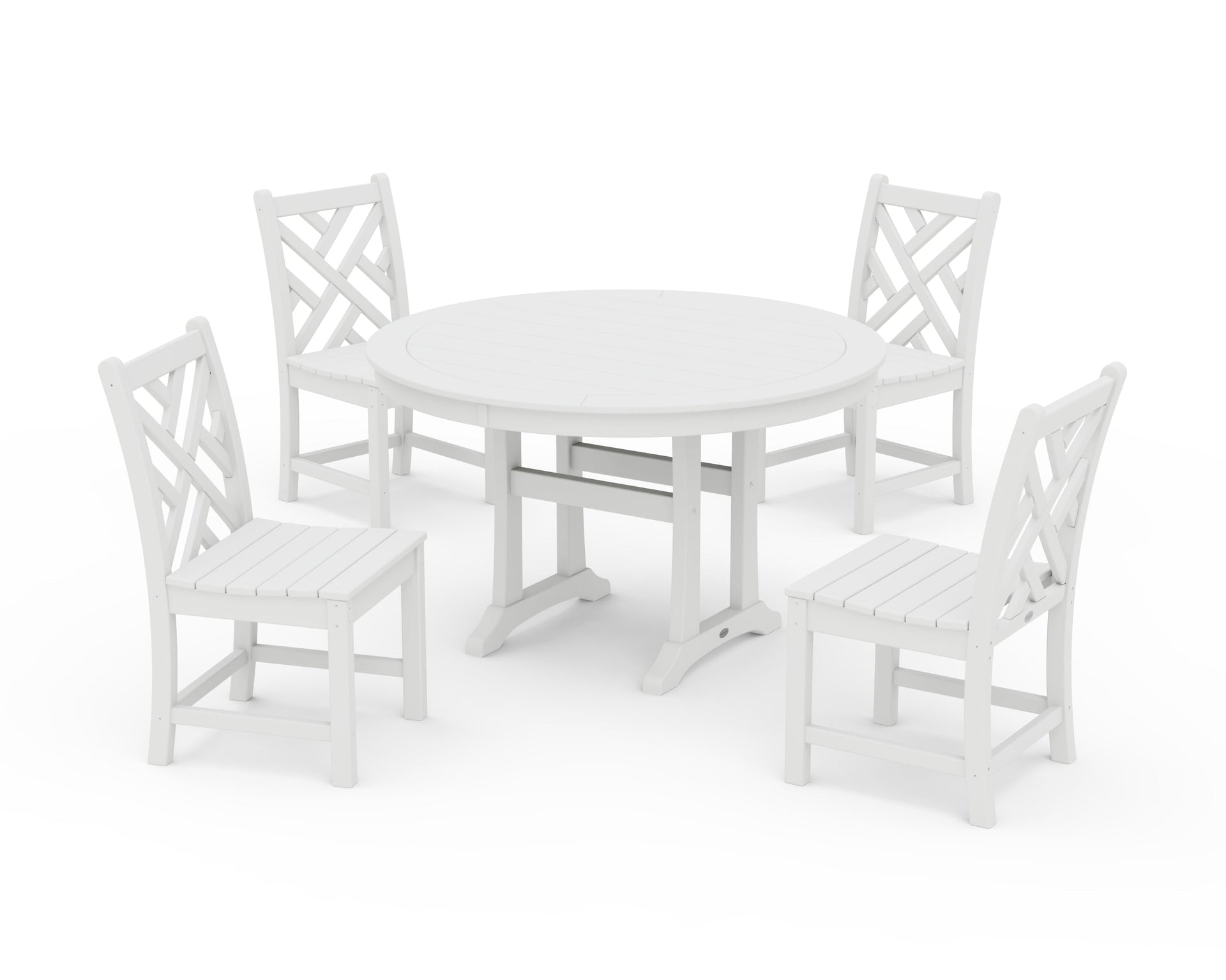 Chippendale Side Chair 5-Piece Round Dining Set With Trestle Legs
