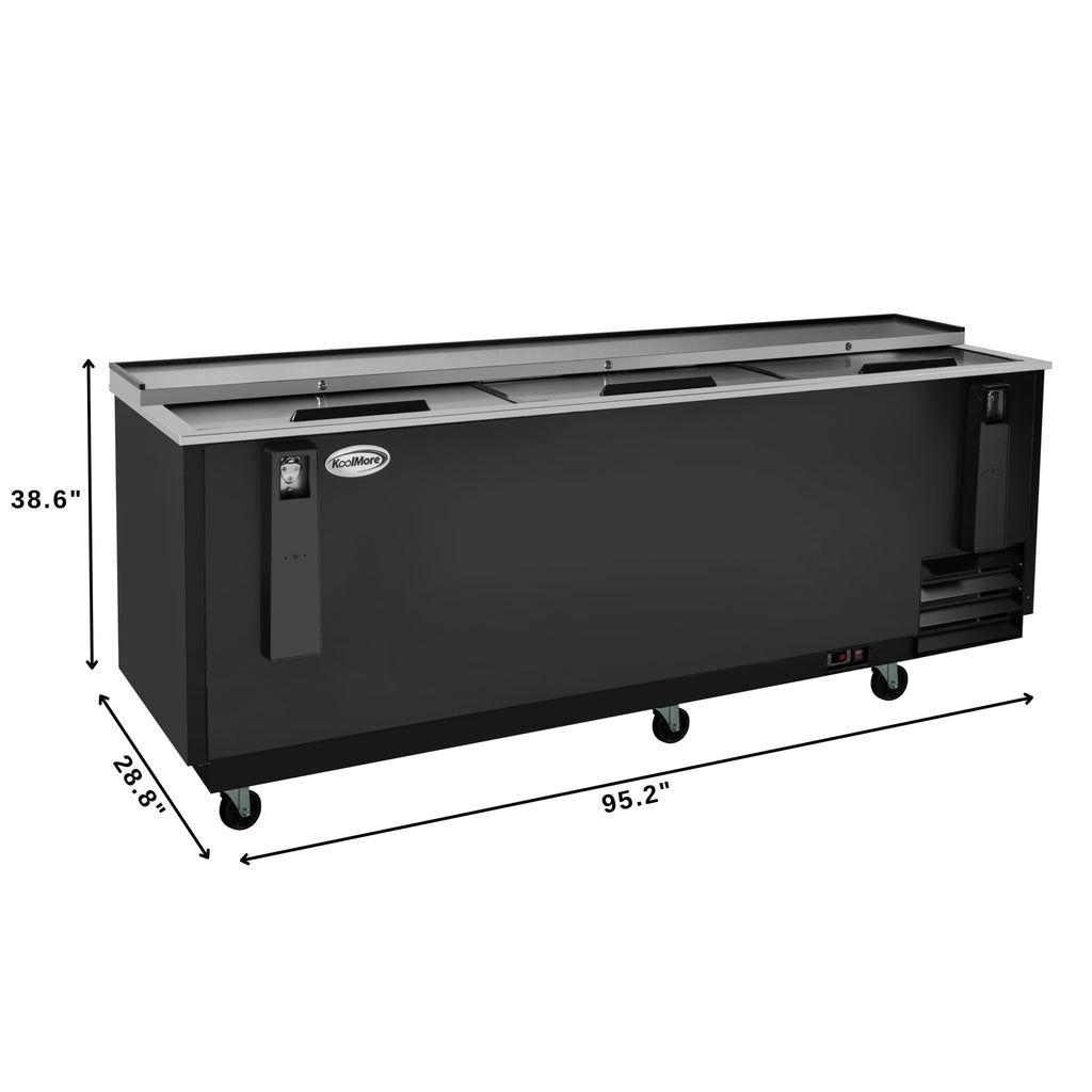 95 in. Commercial Bottle Cooler in Black with Built-In Opener, ETL Listed, 30 cu. ft.