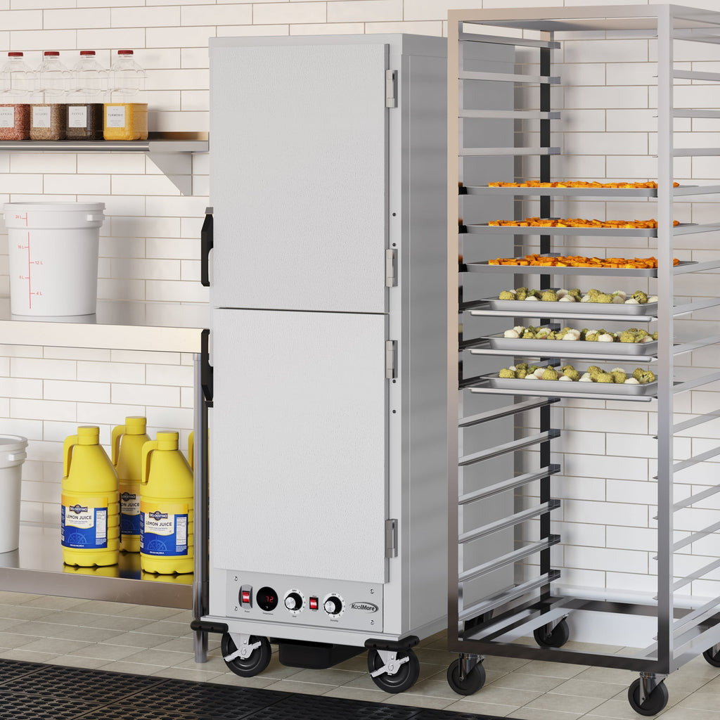 33 in. Commercial Insulated Heated Holding/Proofing  Cabinet with 36-Pan Capacity and Solid Dutch Doors in Silver