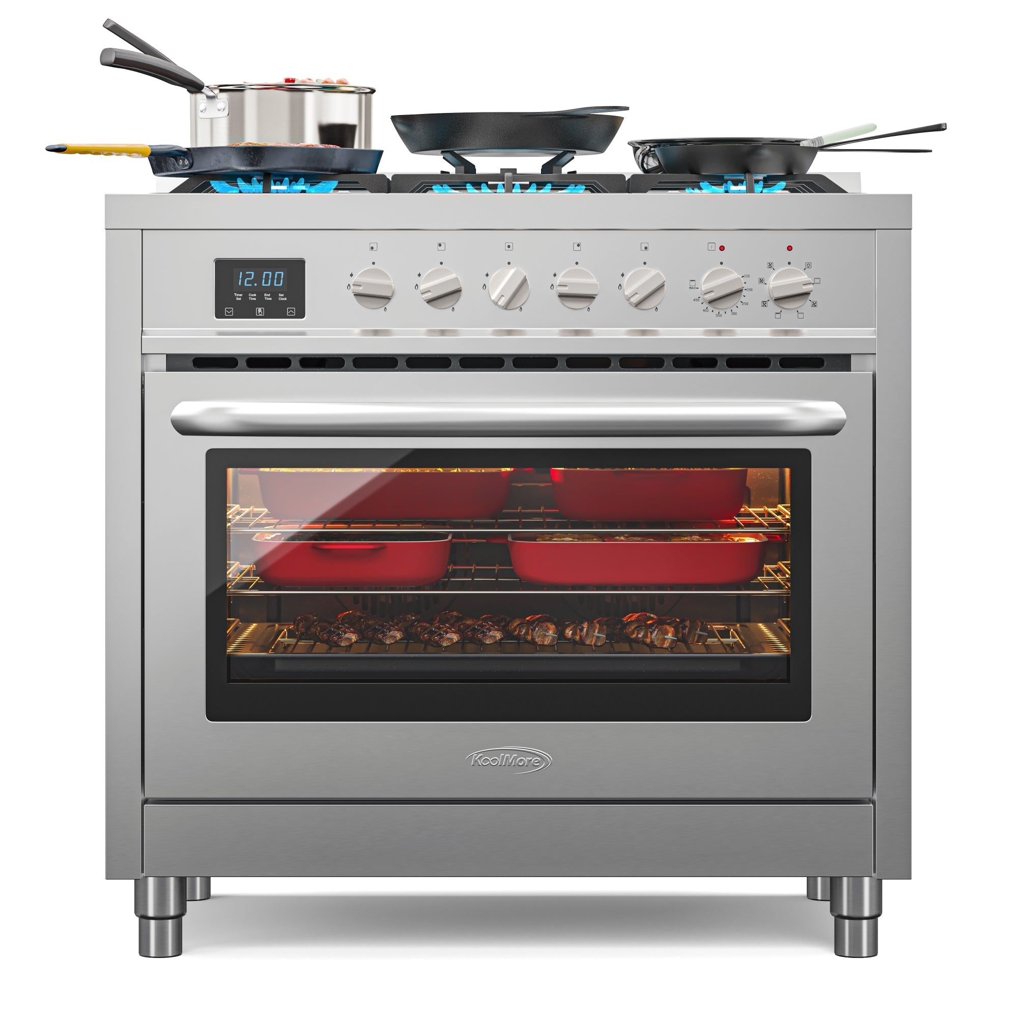 36 in. Professional Dual Fuel Range in Stainless Steel with Legs, 4.3 cu. ft.