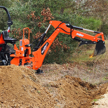 7' Tractor Backhoe Attachment with Mechanical Thumb,  12" Bucket,  ISO/SAE Switchable Controls,  Self-Contained Hydraulic System,  3 Point Hitch Cat.1,  15-50 HP,  BH660M