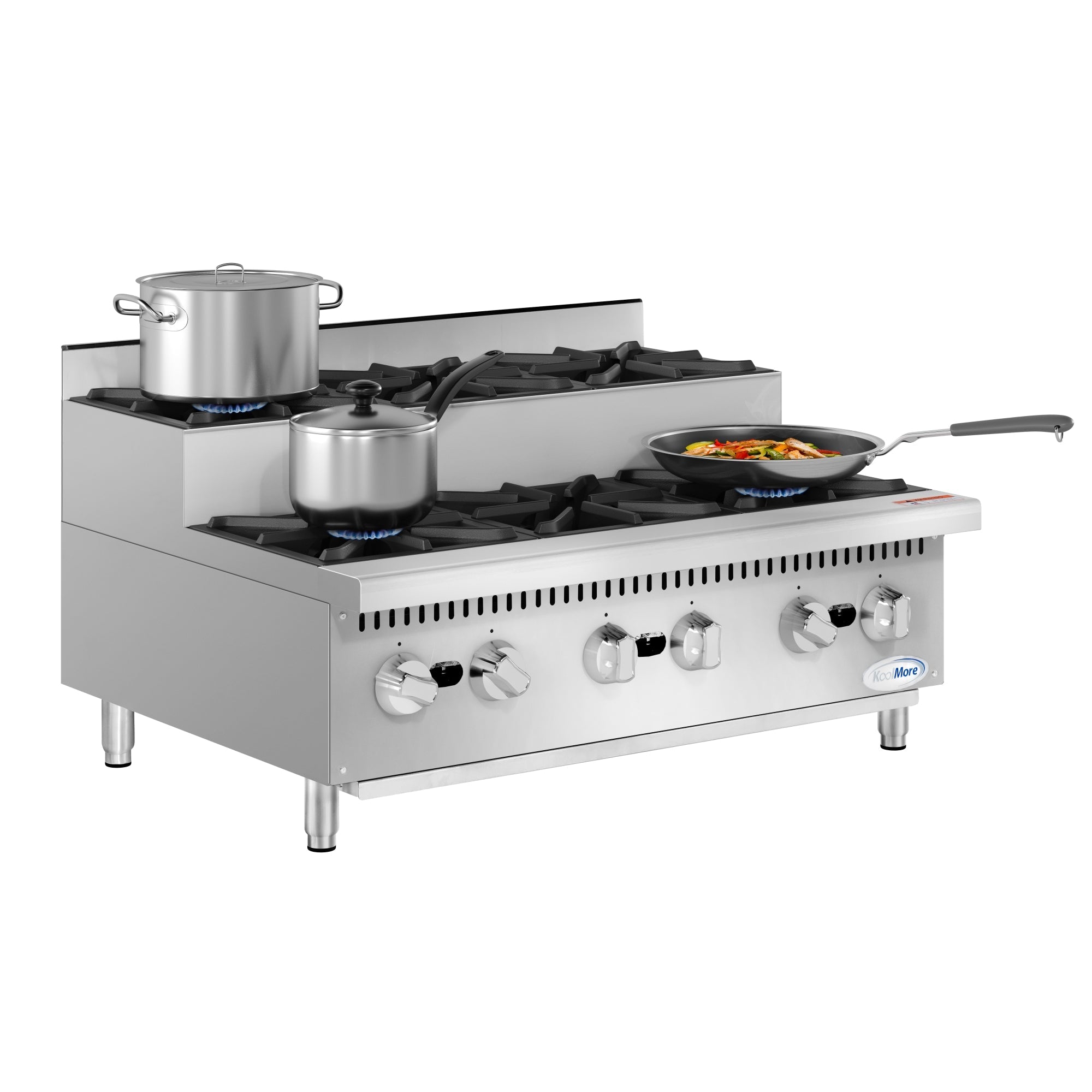 36 in. Commercial Six-Burner Step Up Gas Range, 156000 BTU in Stainless-Steel