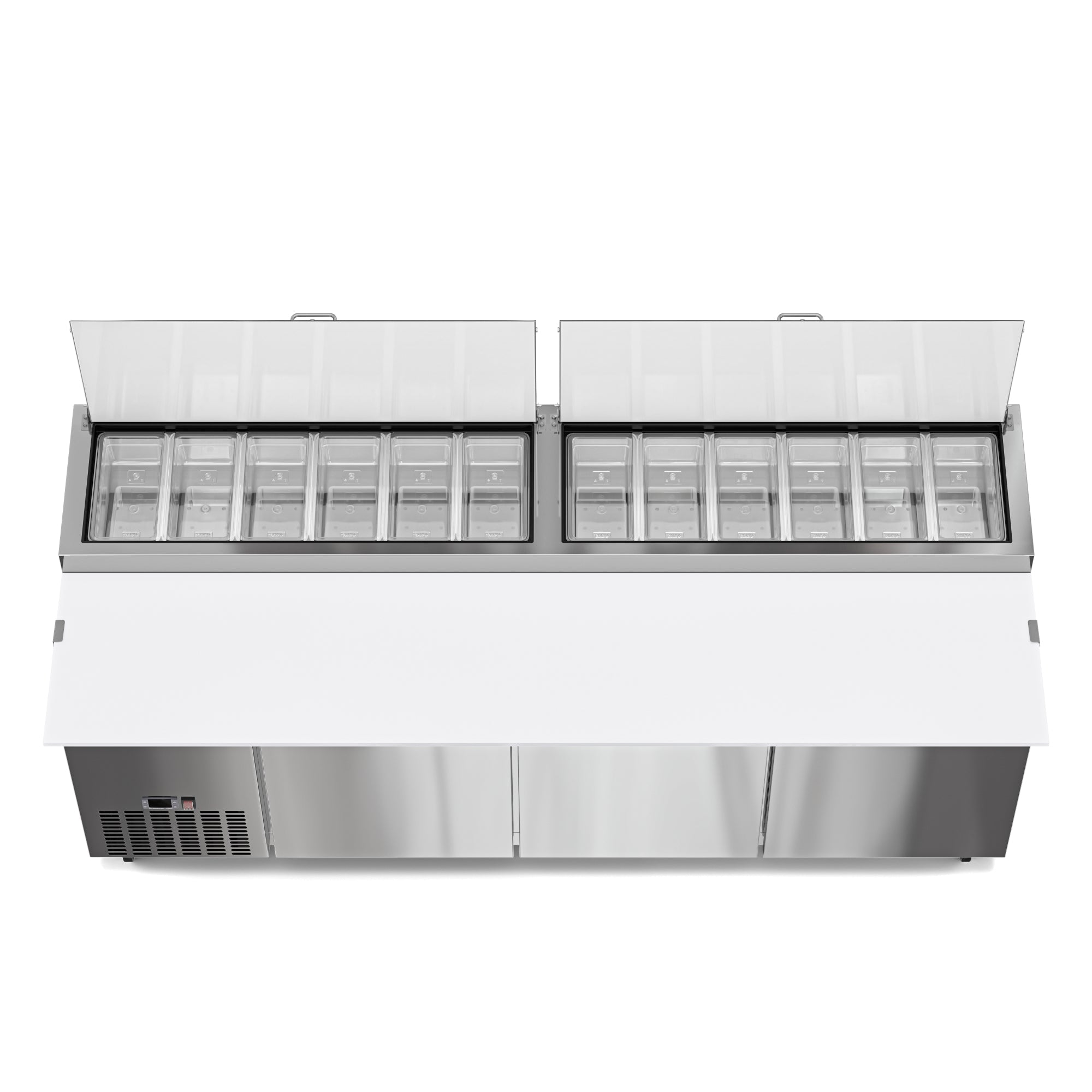 92 In. Three Door Commercial Pizza Prep Refrigerator in Stainless-Steel