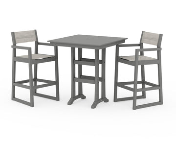 EDGE Sling Arm Chair 3-Piece Farmhouse Bar Set with Trestle Legs