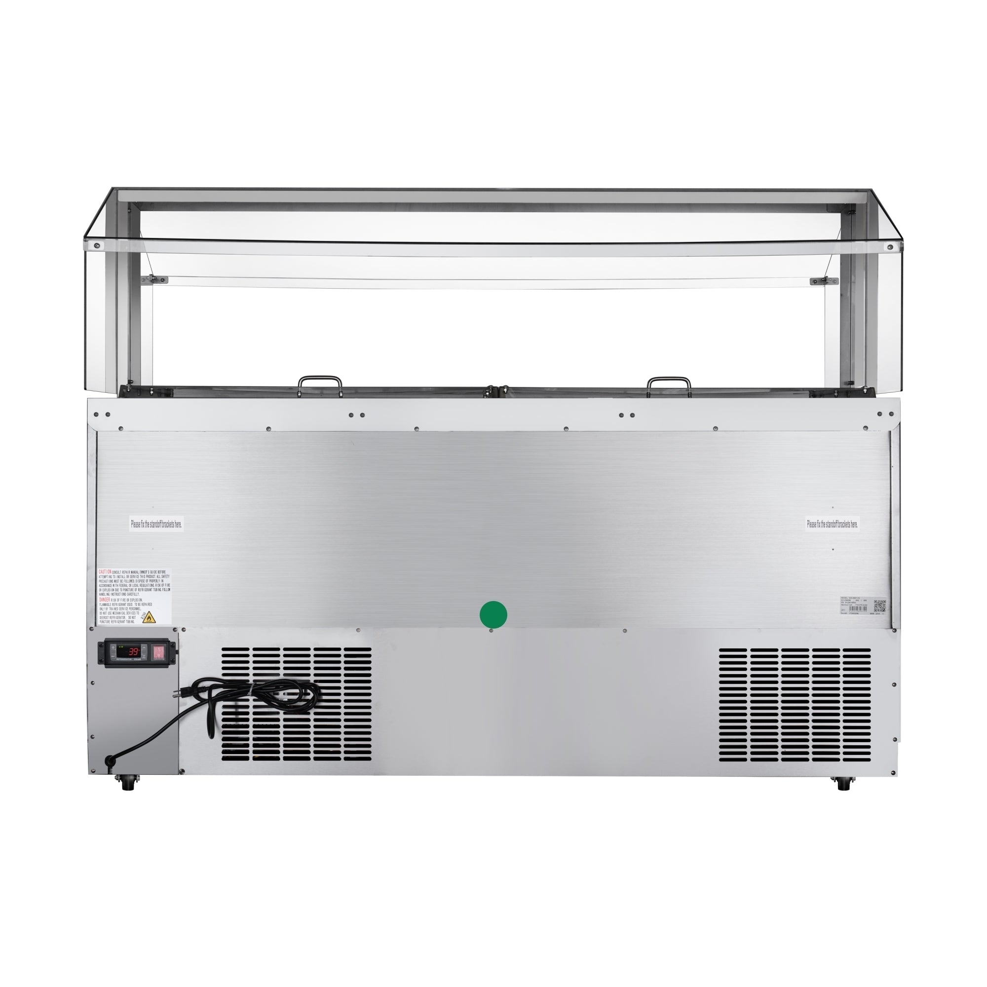 72 in. Commercial Refrigerated Prep Station with Sneeze Guard and Buffet Slide, 15-Pan (Not Included) Capacity and Three Adjustable Shelves in Stainless-Steel, ETL Listed