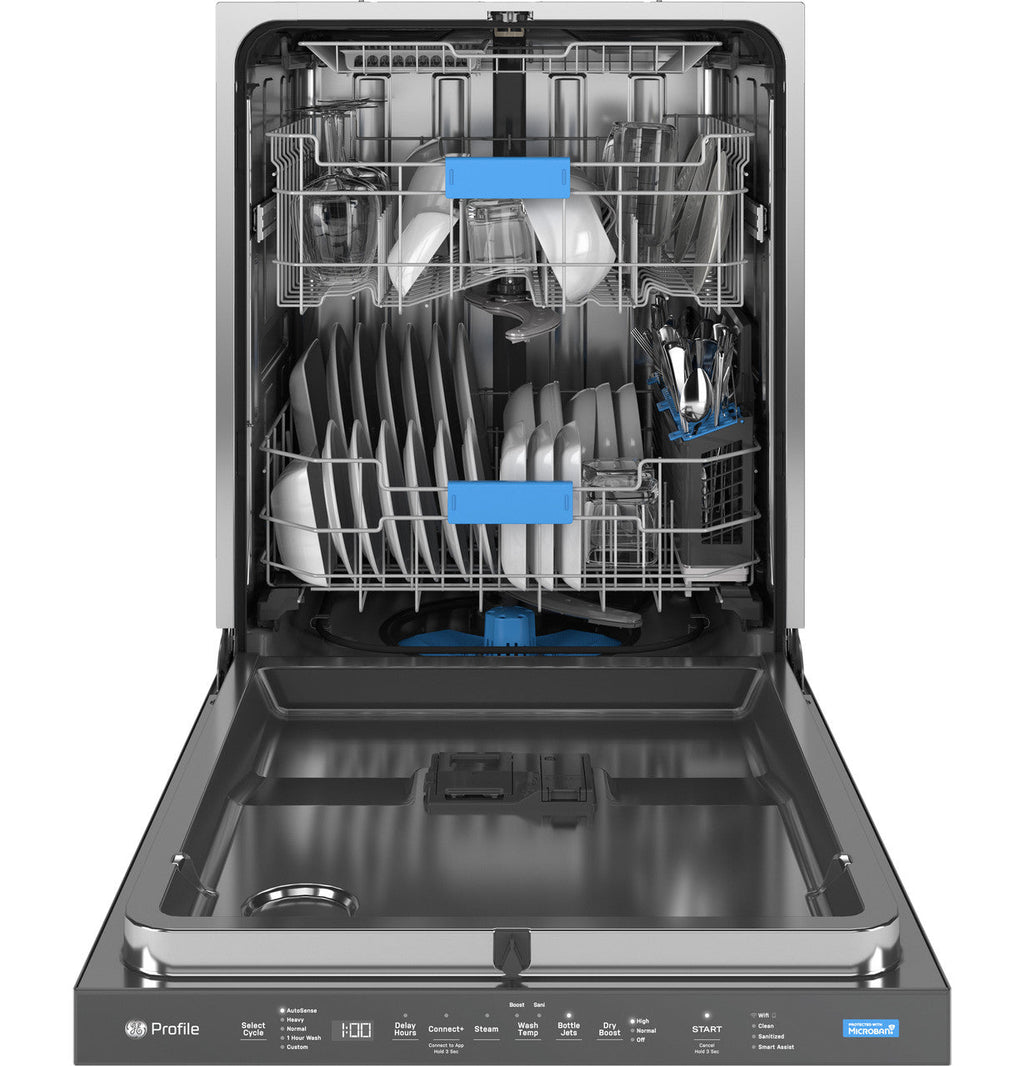 GE Profile™ ENERGY STAR® Fingerprint Resistant Top Control Stainless Interior Dishwasher with Microban™ Antimicrobial Technology