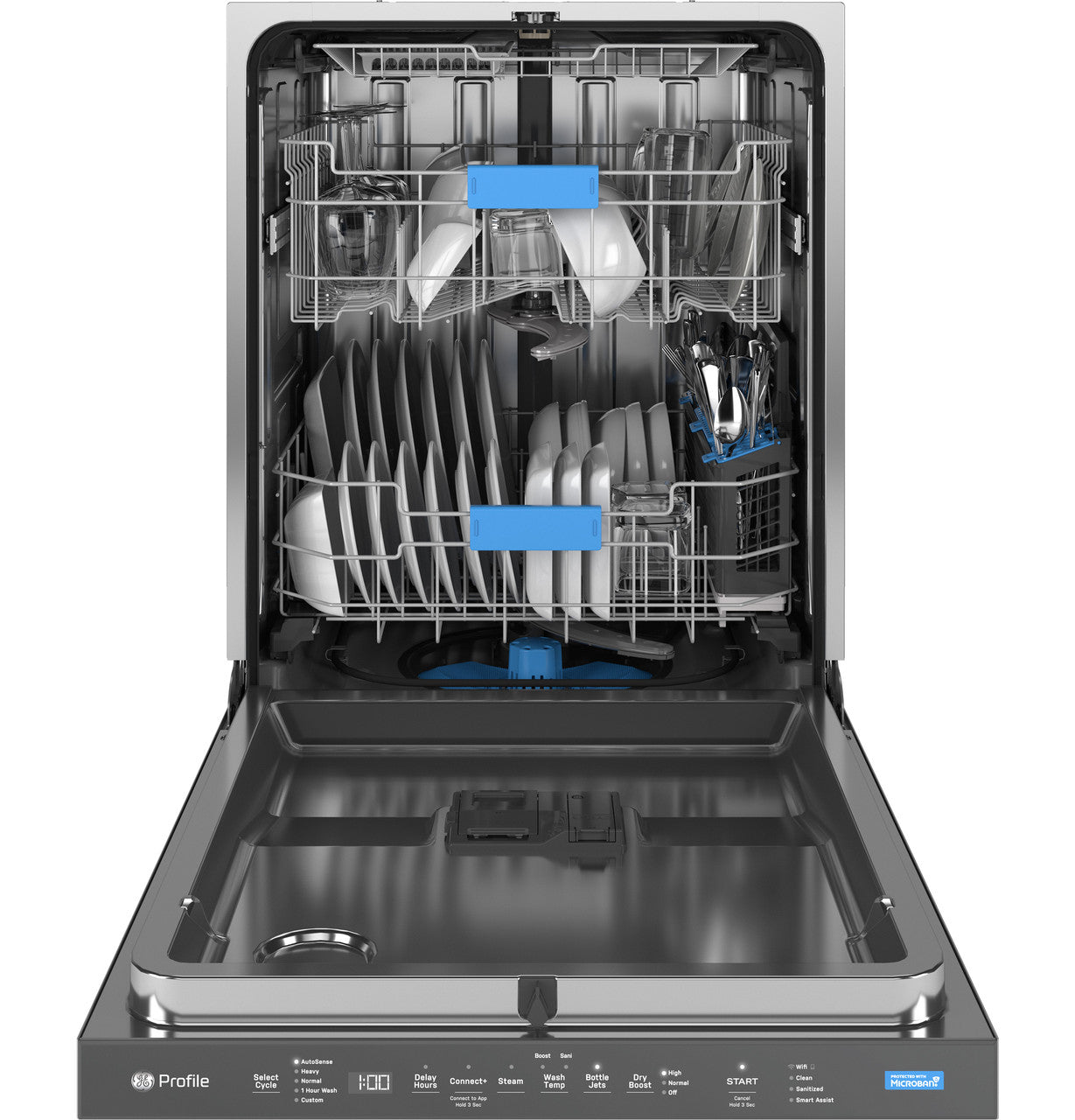 GE Profile™ ENERGY STAR® Fingerprint Resistant Top Control Stainless Interior Dishwasher with Microban™ Antimicrobial Technology