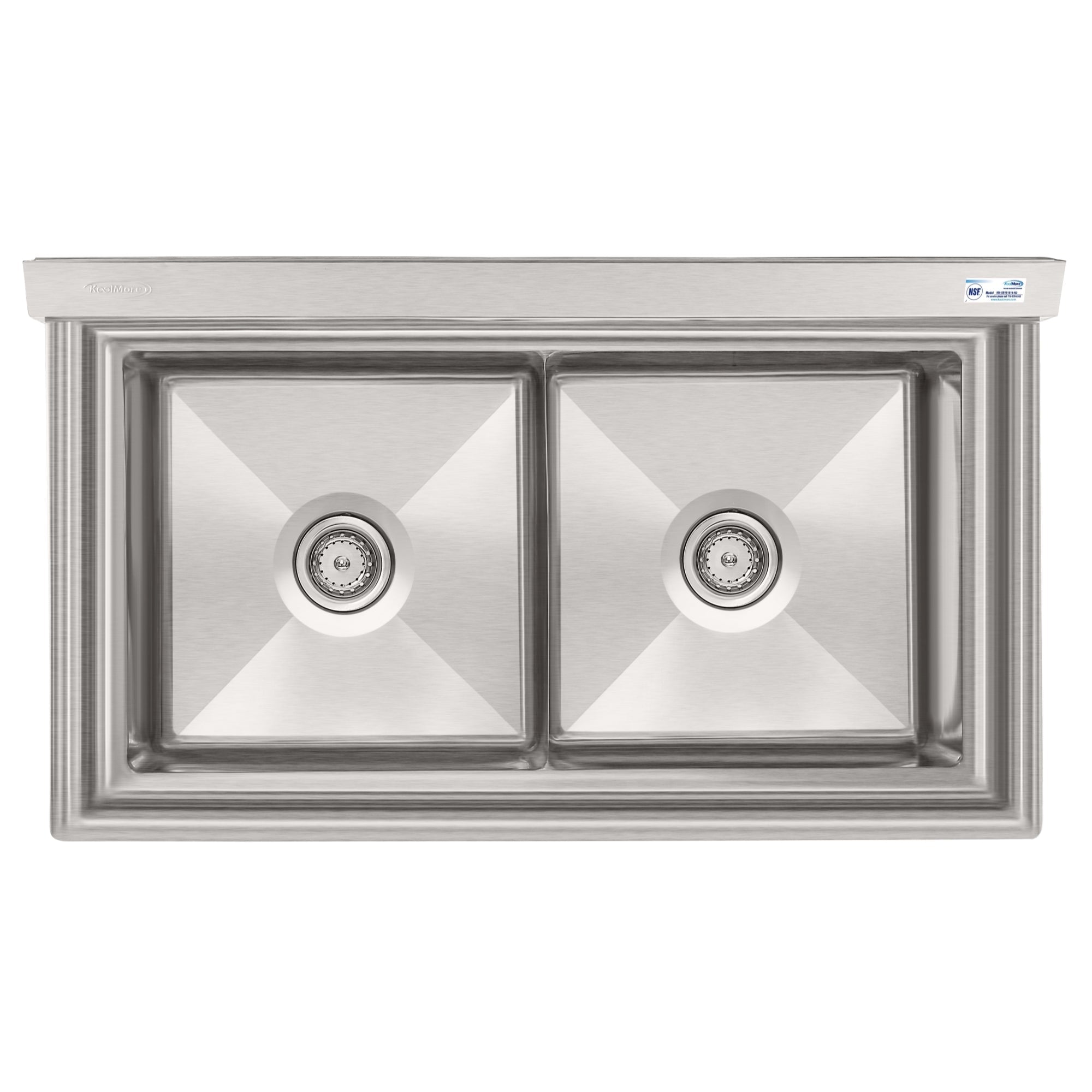 42 in. 16-Gauge 2-Compartment Commercial Sink with Backsplash, Bowl Dimensions 18"x18"x14" in Stainless-Steel