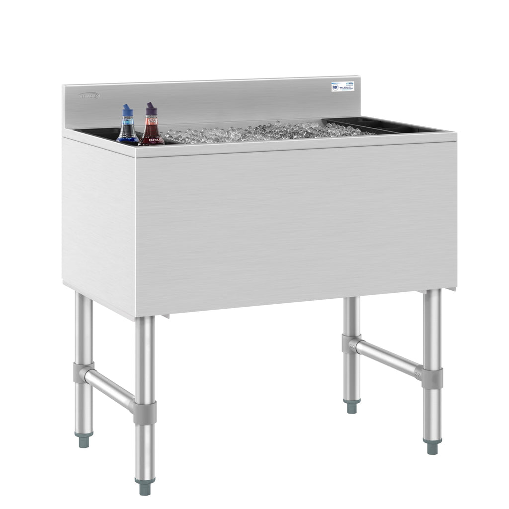 30 in. Commercial Underbar Ice Bin with Siding Lid in Stainless Steel