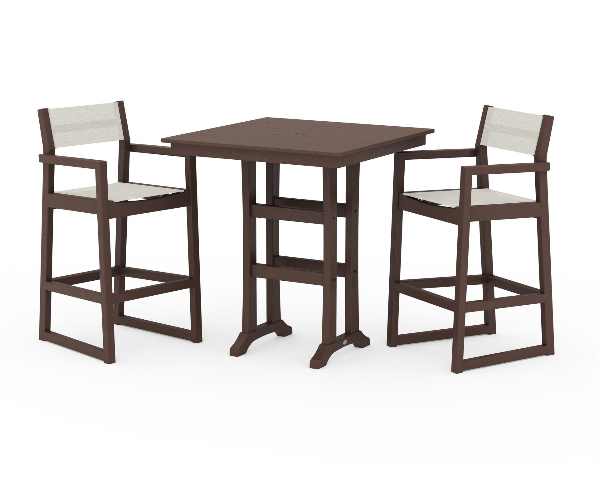 EDGE Sling Arm Chair 3-Piece Farmhouse Bar Set with Trestle Legs