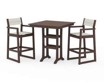 EDGE Sling Arm Chair 3-Piece Farmhouse Bar Set with Trestle Legs