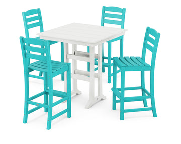 La Casa Café 5-Piece Farmhouse Trestle Bar Set