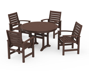 Signature 5-Piece Round Dining Set with Trestle Legs