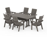 Modern Curveback Adirondack 7-Piece Dining Set with Trestle Legs
