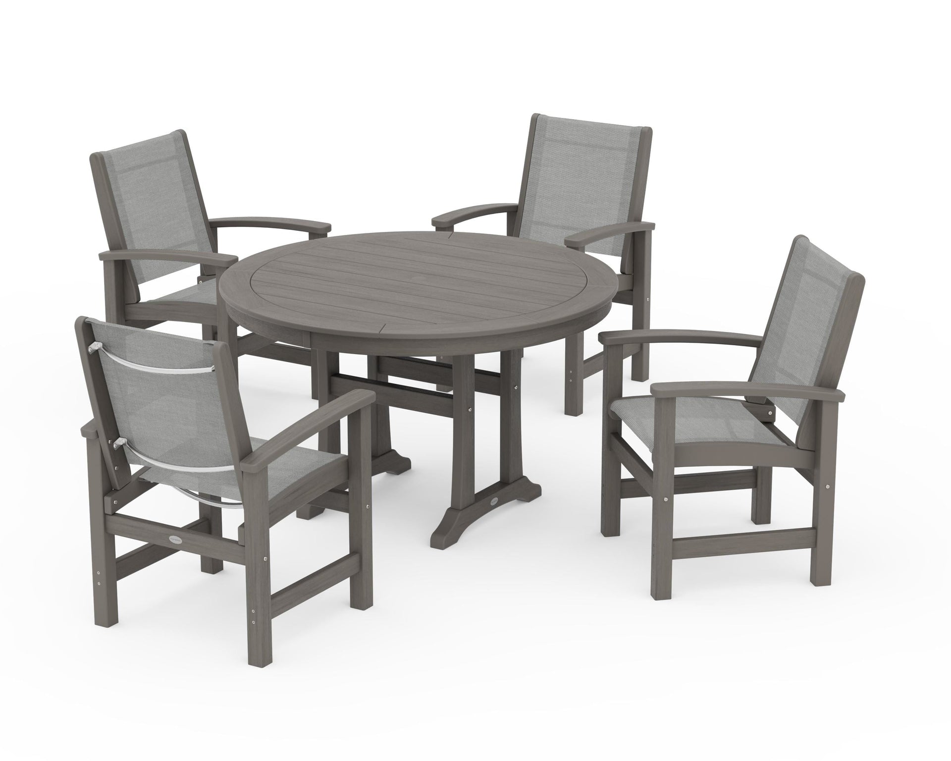 Coastal 5-Piece Round Dining Set with Trestle Legs