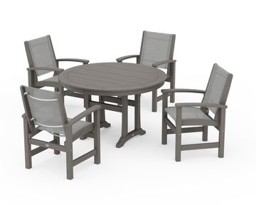 Coastal 5-Piece Round Dining Set with Trestle Legs