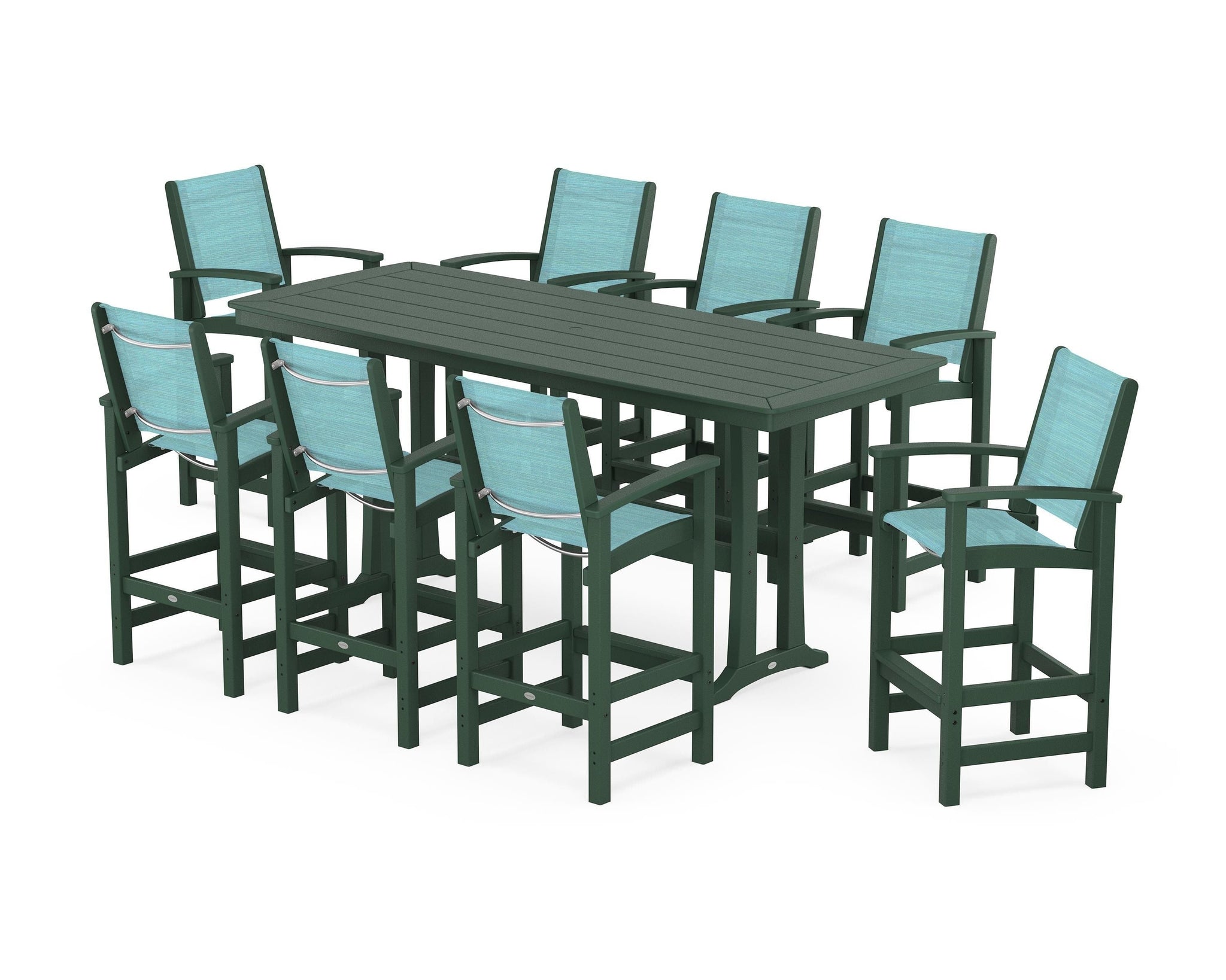 Coastal 9-Piece Bar Set with Trestle Legs