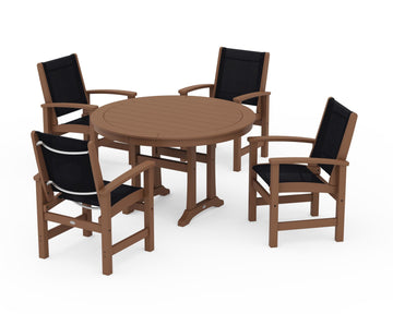 Coastal 5-Piece Round Dining Set with Trestle Legs