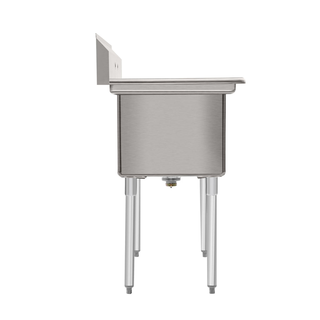 42 in. 16-Gauge 2-Compartment Commercial Sink with Backsplash, Bowl Dimensions 18"x18"x14" in Stainless-Steel