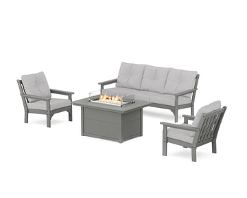 Vineyard Deep Seating Fire Pit Table Set