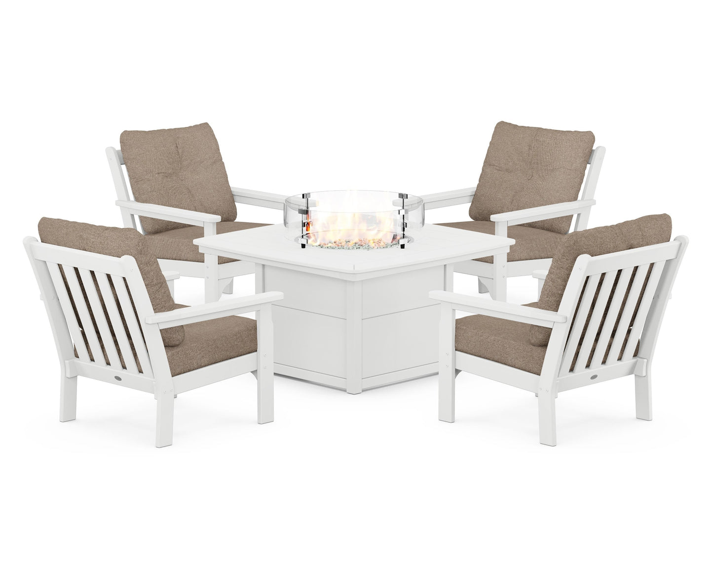 Vineyard 5-Piece Conversation Set with Fire Pit Table