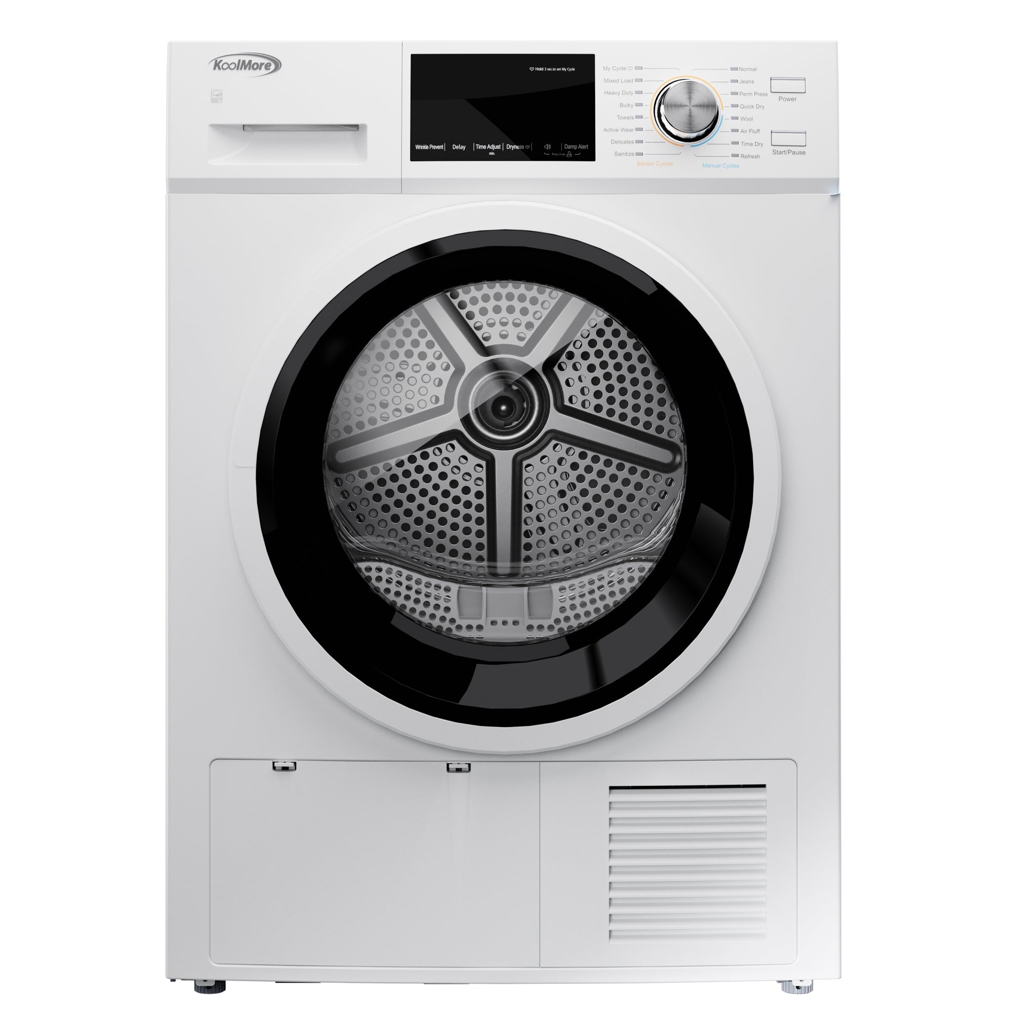 4.4 cu. ft. Large Capacity Stackable Ventless Front Load Dryer in White, 240V.