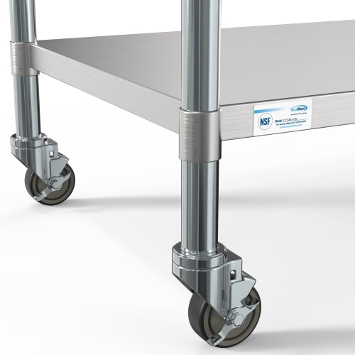 30" x 60" 18-Gauge 304 Stainless Steel Commercial Work Table with Casters