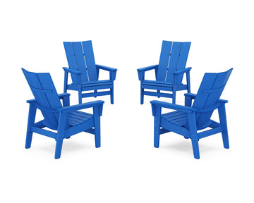 4-Piece Modern Grand Upright Adirondack Chair Conversation Set