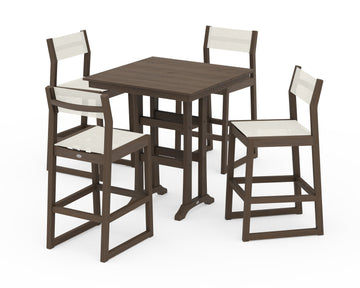 EDGE Sling Arm Chair 5-Piece Farmhouse Bar Set with Trestle Legs