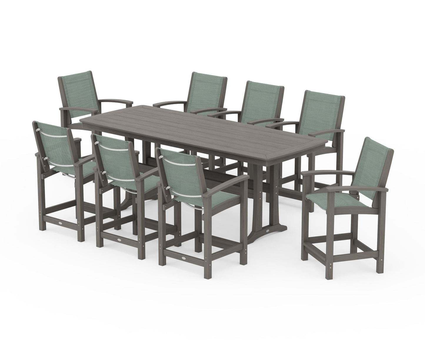 Coastal 9-Piece Counter Set with Trestle Legs