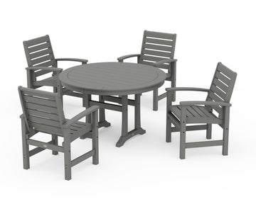 Signature 5-Piece Round Dining Set with Trestle Legs