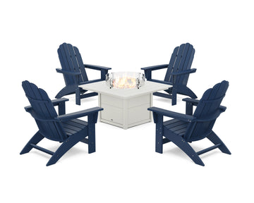 5-Piece Vineyard Grand Adirondack Conversation Set with Fire Pit Table