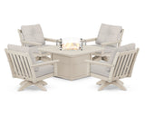 Vineyard 5-Piece Deep Seating Swivel Conversation Set with Fire Pit Table