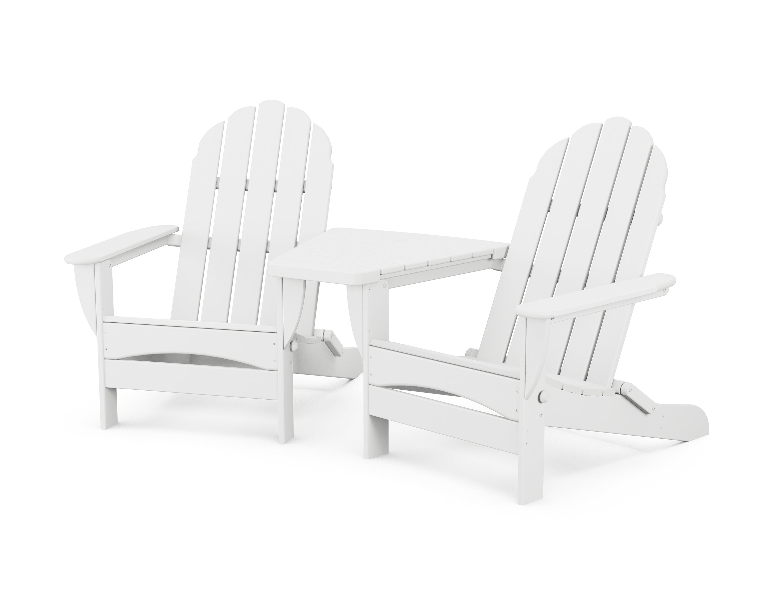 Classic Oversized Adirondacks with Angled Connecting Table