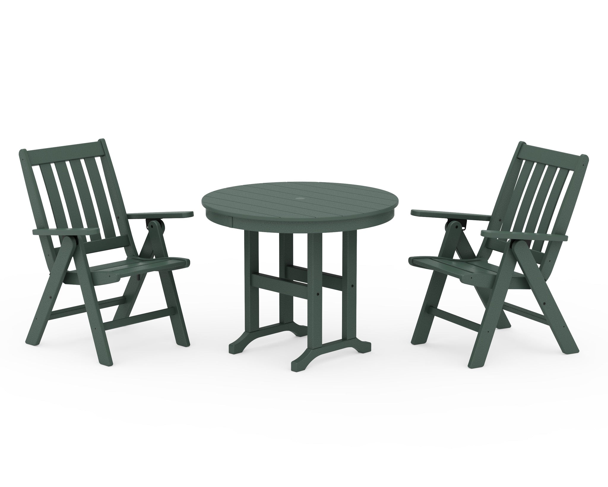 Vineyard Folding Chair 3-Piece Round Dining Set