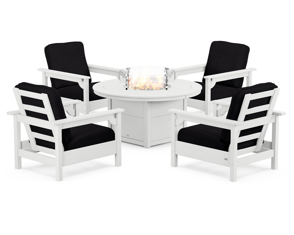 Club 5-Piece Conversation Set with Fire Pit Table