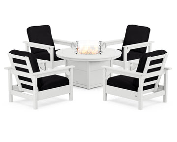 Club 5-Piece Conversation Set with Fire Pit Table