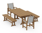 Coastal 5-Piece Farmhouse Dining Set with Trestle Legs and Benches