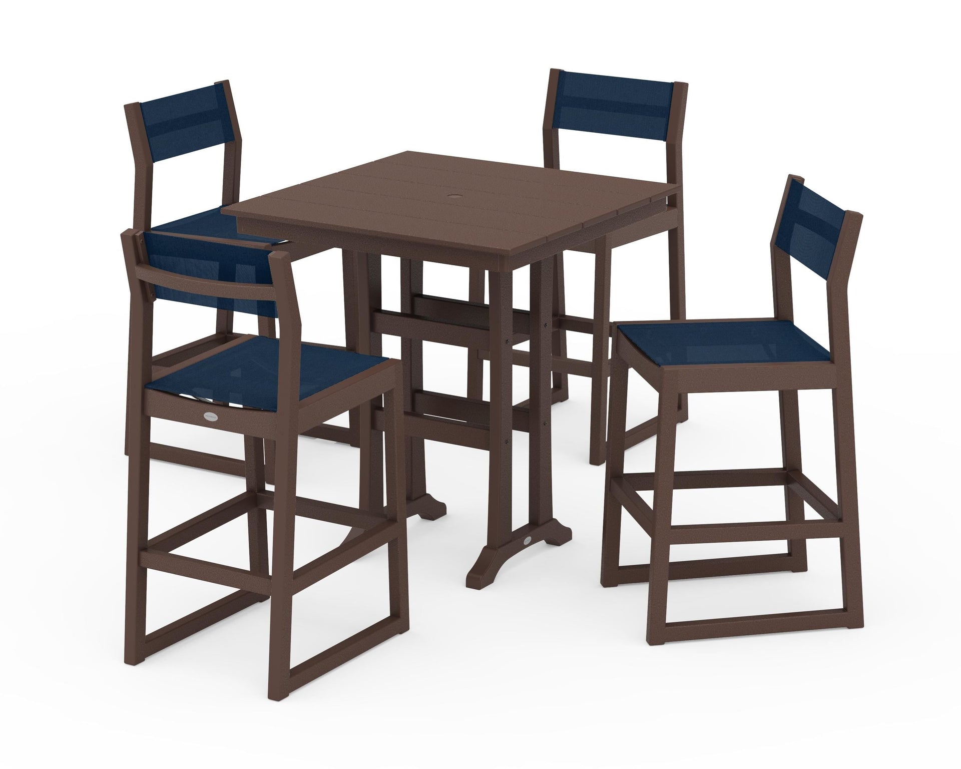 EDGE Sling Arm Chair 5-Piece Farmhouse Bar Set with Trestle Legs