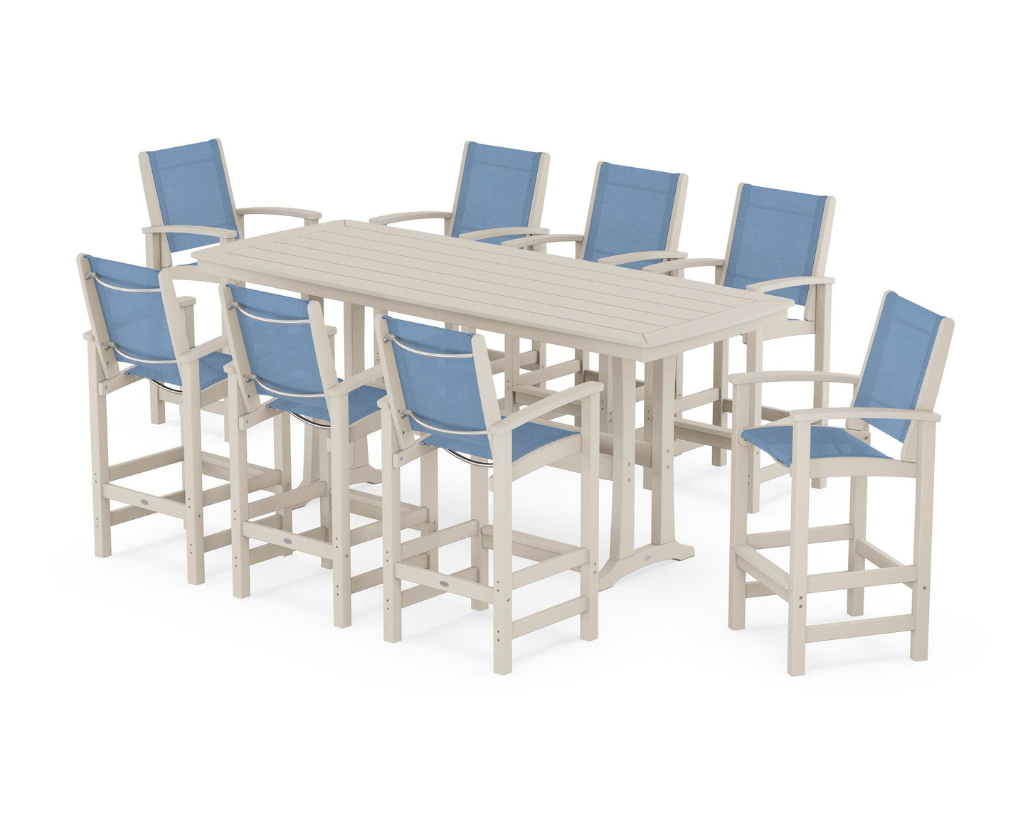 Coastal 9-Piece Bar Set with Trestle Legs
