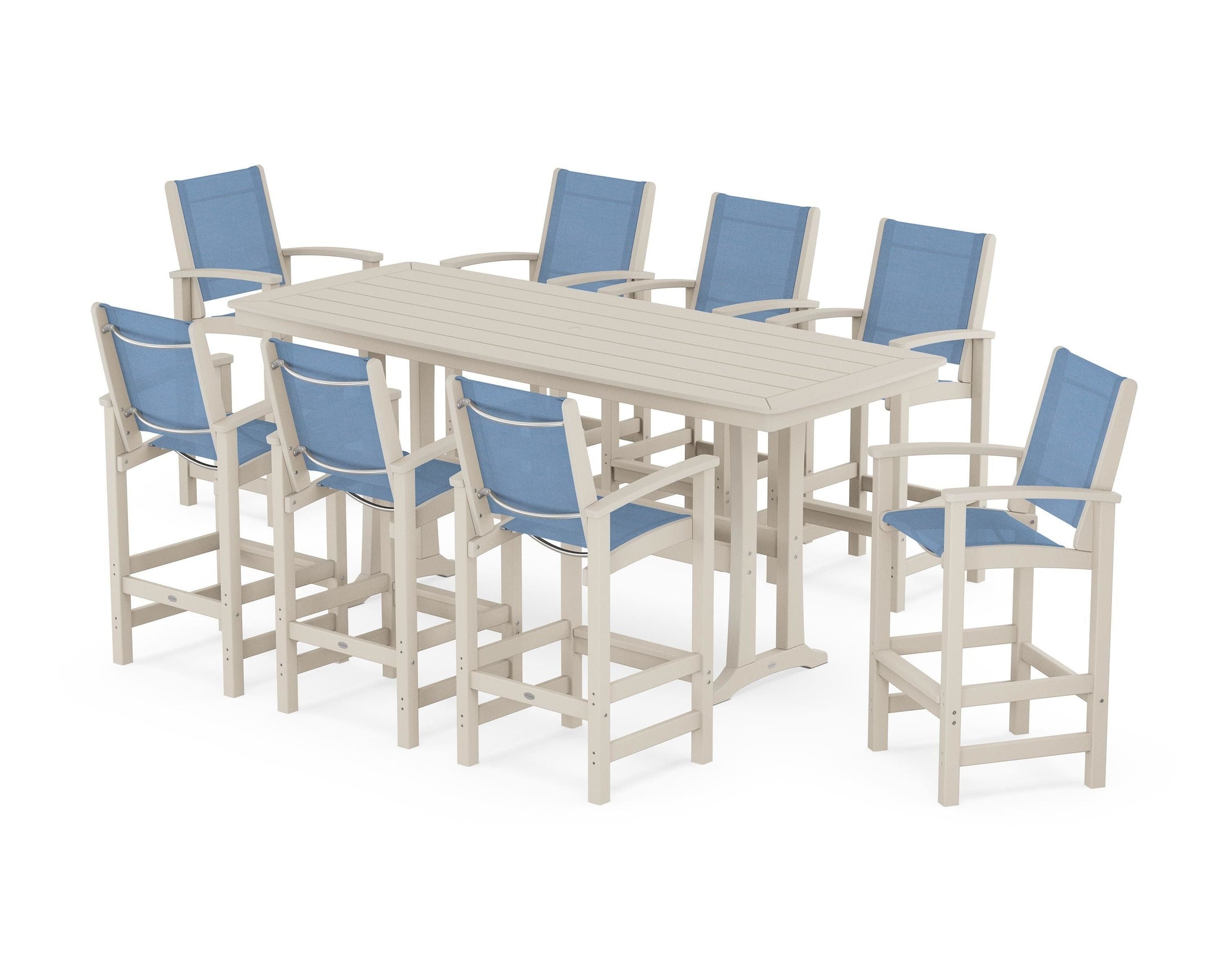 Coastal 9-Piece Bar Set with Trestle Legs