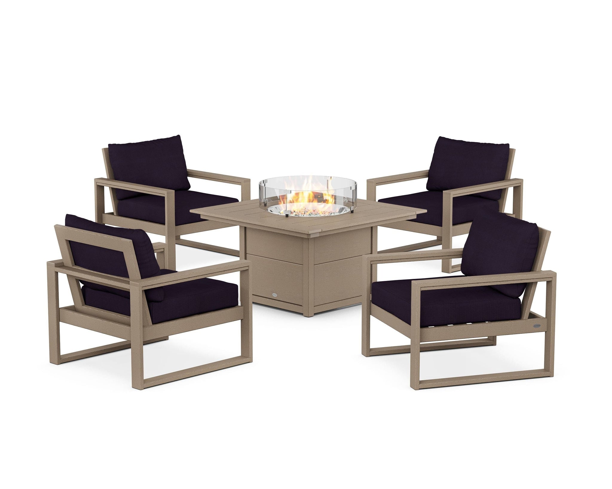 EDGE Sectional 5-Piece Deep Seating Set with Fire Pit Table