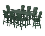 Nautical Curveback Adirondack Swivel 9-Piece Bar Set with Trestle Legs