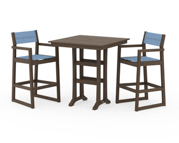EDGE Sling Arm Chair 3-Piece Farmhouse Bar Set with Trestle Legs