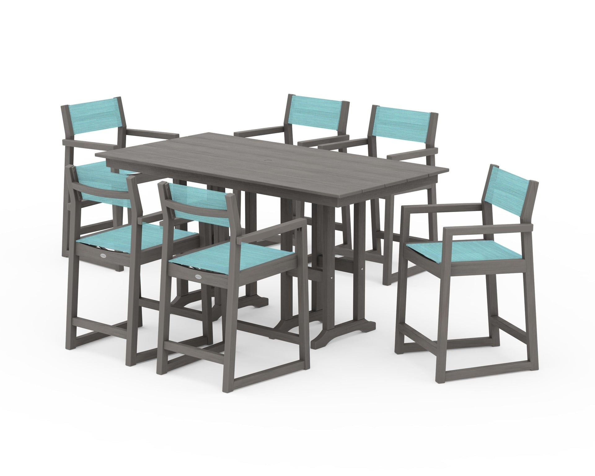 EDGE Sling Arm Chair 7-Piece Farmhouse Counter Set