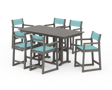EDGE Sling Arm Chair 7-Piece Farmhouse Counter Set