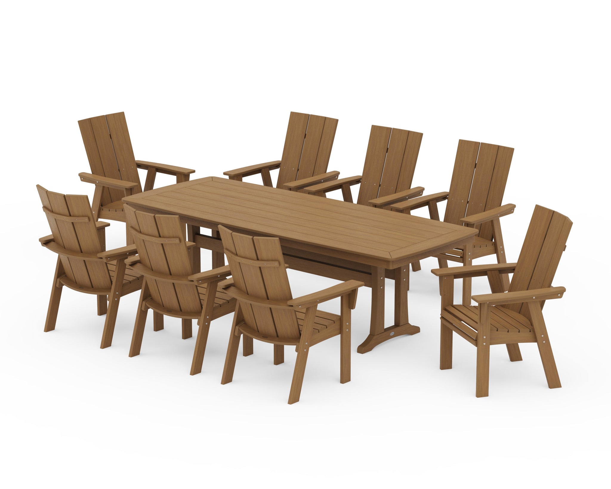 Modern Curveback Adirondack 9-Piece Dining Set with Trestle Legs